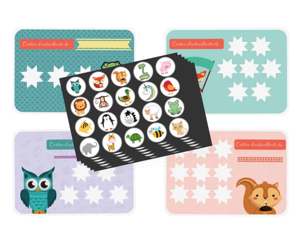 Autocollant Animaux Ronds en Rouleau, 500pcs Autocollants Animaux Ronds, Autocollants De Récompense Animale,Gommettes Animaux,Autocollant Animaux en Rouleau,Reward Stickers pour Enfant 2.5cm (B